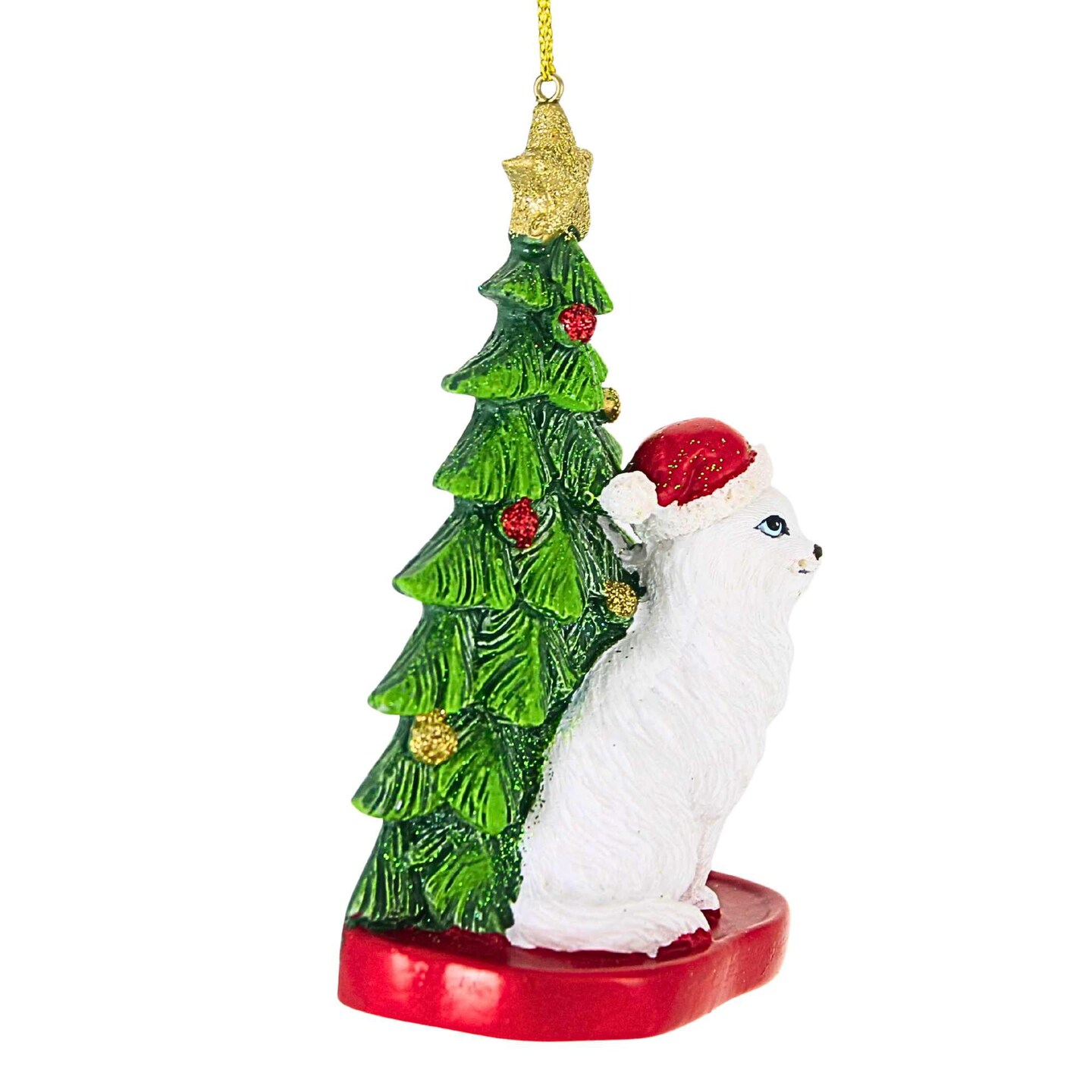 Kurt S. Adler 4.0 Inch Cat W/ Christmas Tree Christmas Tree Ornament , Feline Star Kitten