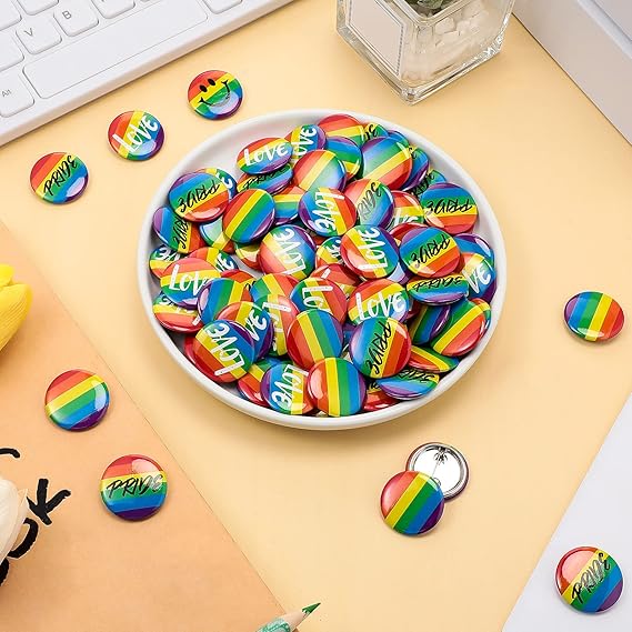 300Pcs Rainbow Pride Button Pins Bulk - 1 Inch Gay Pride Flag Pinback Buttons - Durable Metal Badges for Clothing, Backpacks, Lapels & Parades - LGBTQ+ Event Accessories