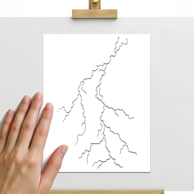 Lightning Bolt Stencil | Reusable Nature Street Art Inspirational Graffiti for Painting on Wood, Glass, Wall, Rock, Fabric, Walls, Canvas, Glassware | Lightening Bolt Stencil (8.5"x 11" (2))