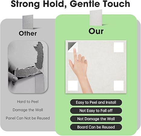 Large Cork Board Felt Wall Tiles, 47"x35" 12 Pack Felt Bulletin Board Pin Board with 48 Safe Removable Adhesive Tabs, 60 Push Pins, Alternative Cork Board for Walls Home Office, Light Camel