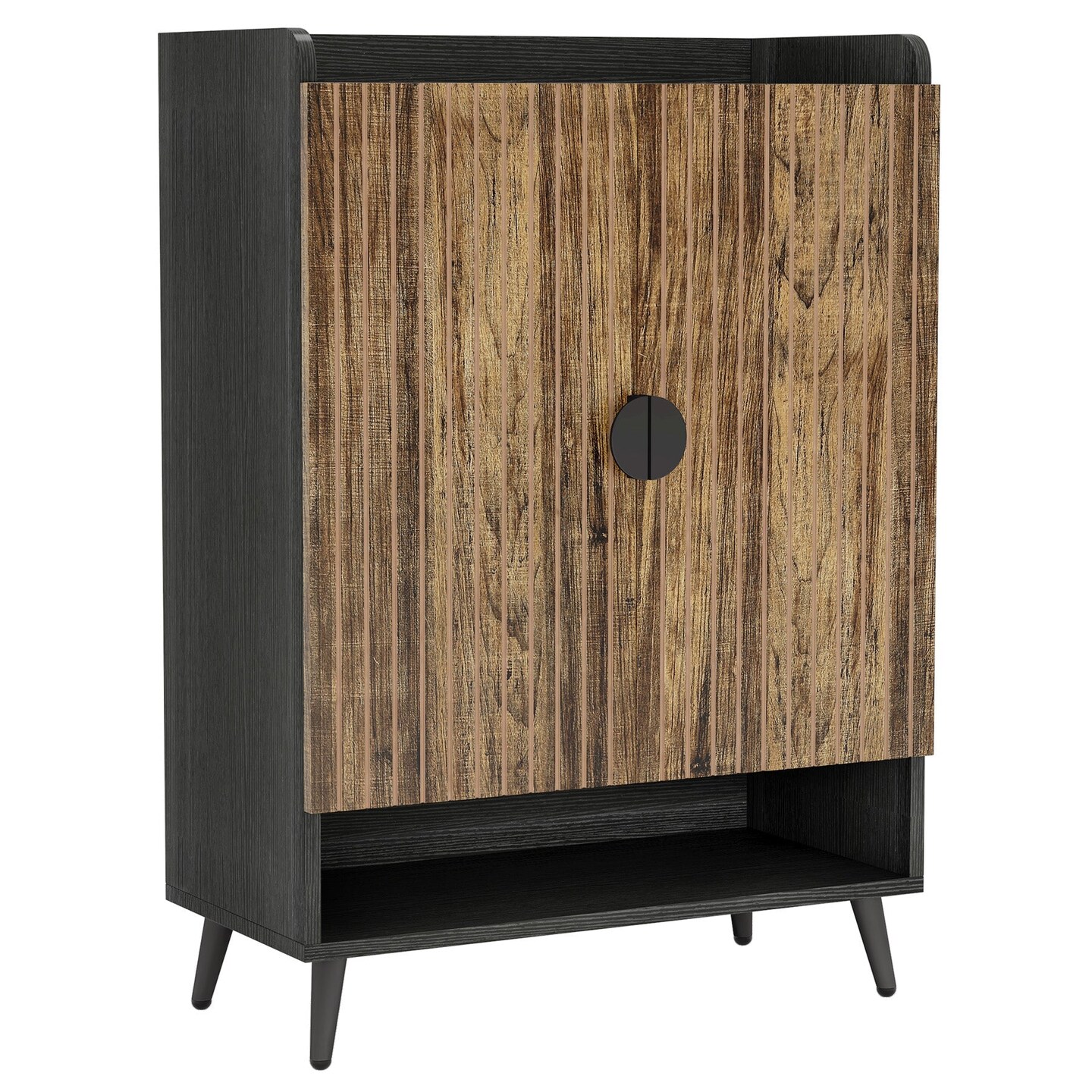 Modern Shoe Storage Cabinet, 24 Pair Capacity Shoe Rack with Doors and Adjustable Shelving Unit