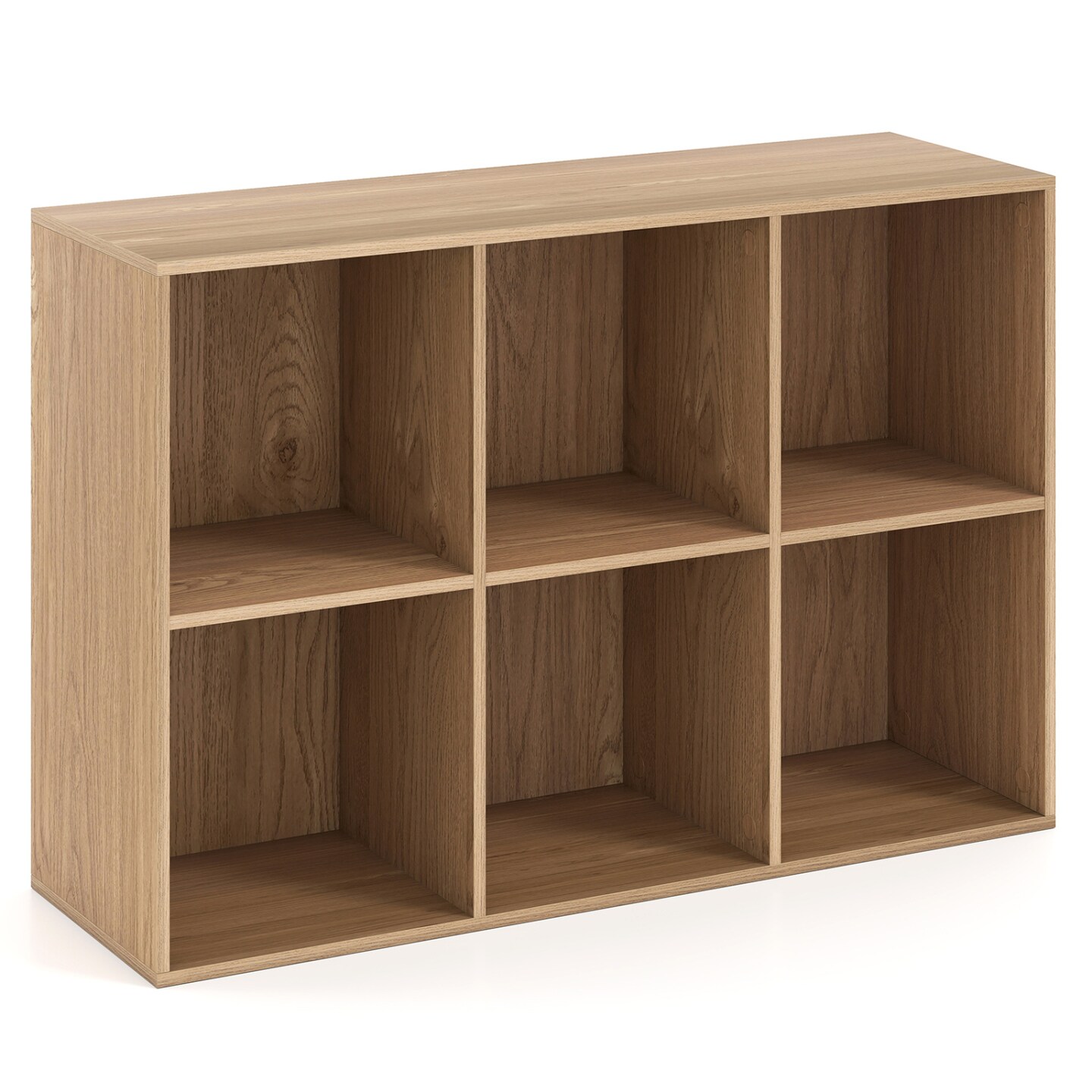 Modern 6 Cube Storage Bookcase Organizer, 3 Tier Wooden Display Shelf with Large Cubes for Books, Toys & Decor, Freestanding Storage Unit for Home Office Use