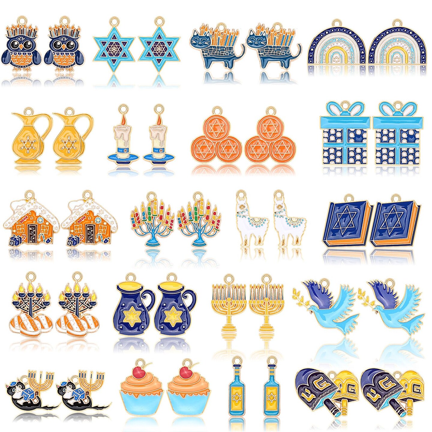 40 Pcs/20 Pairs Hanukkah Charms for Jewelry Making, Chanukah Blue White Enamel Charm Star of David Bangle Pendants for Bracelet Necklace Earrings Making Hanukkah Gift Decoration Accessories