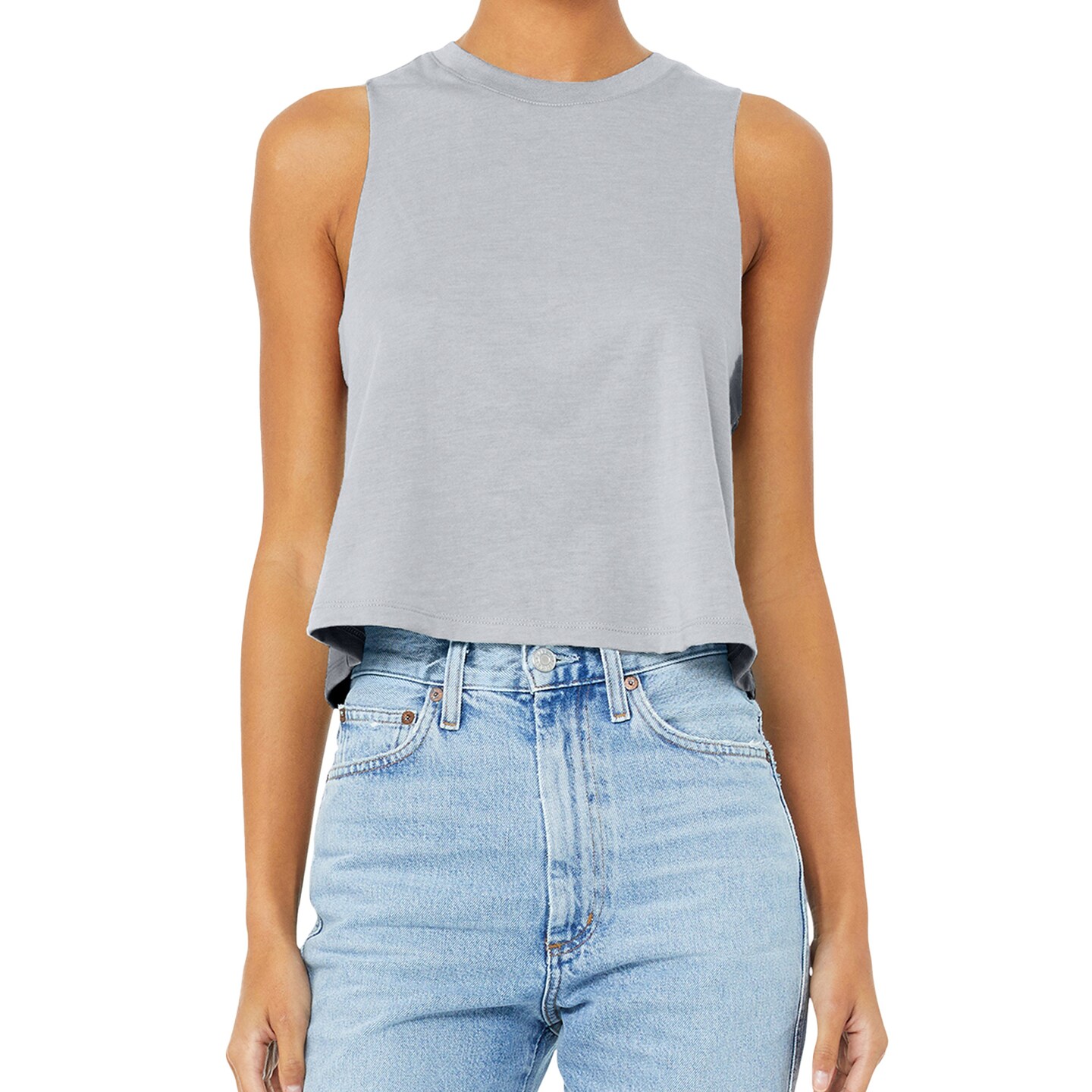 BELLA + CANVA Women's Racerback Crop Tank, Lightweight Sleeveless T-Shirt for Crafting