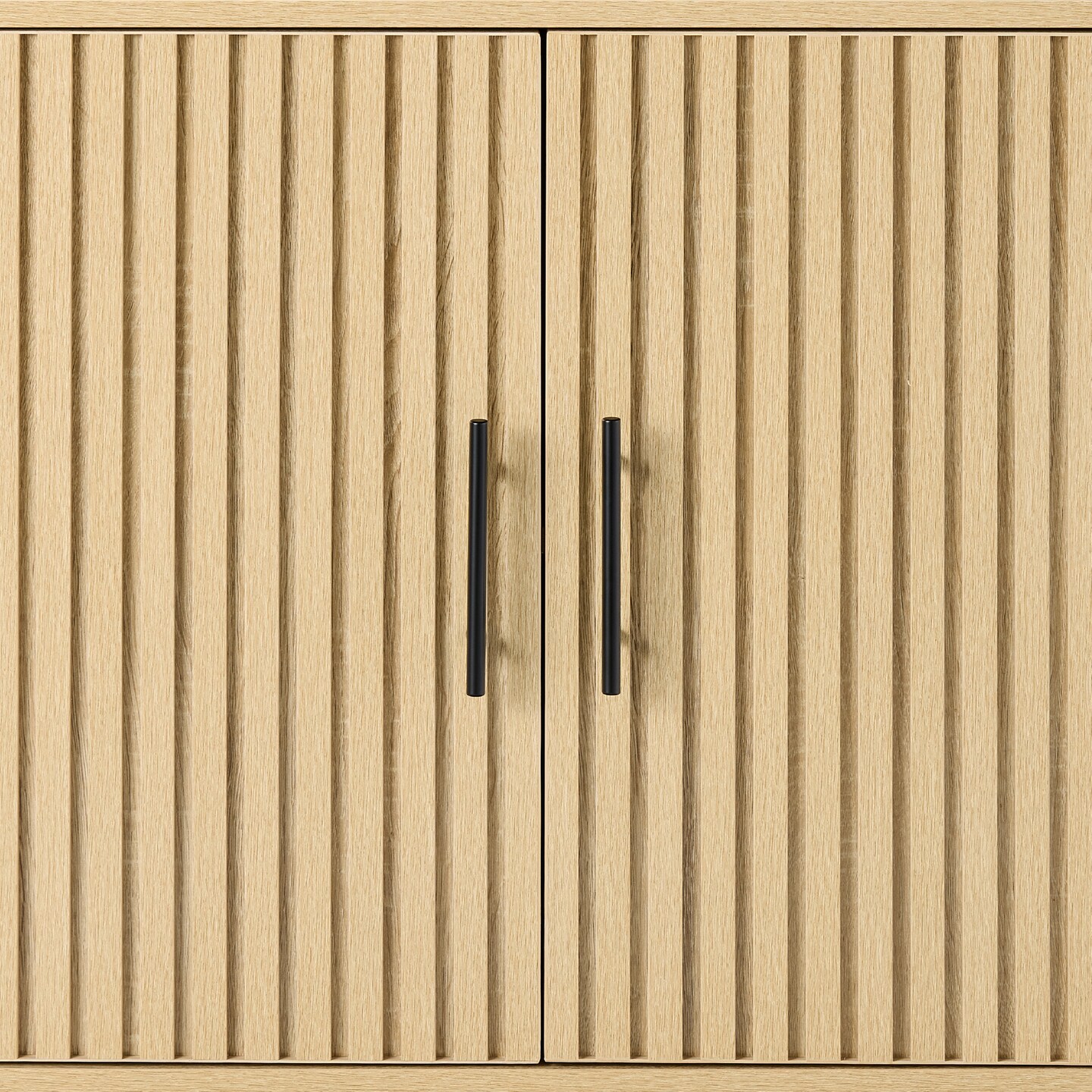 Best Choice Products 2-Door Slatted Storage Cabinet, Accent Furniture w/ Non-Scratch Foot Pads