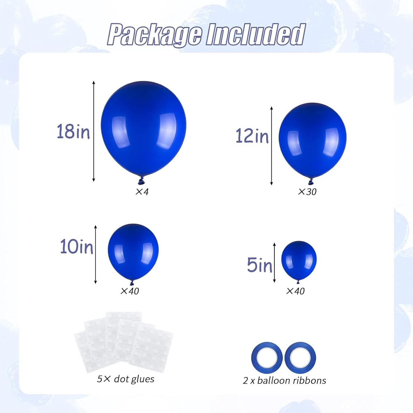114PCS Royal Blue Balloon Garland Arch Kit – Matte Dark Blue Balloons (18/12/10/5 Inch) for Graduation, Birthday, Baby Shower, Baseball, Nautical & Party Decorations