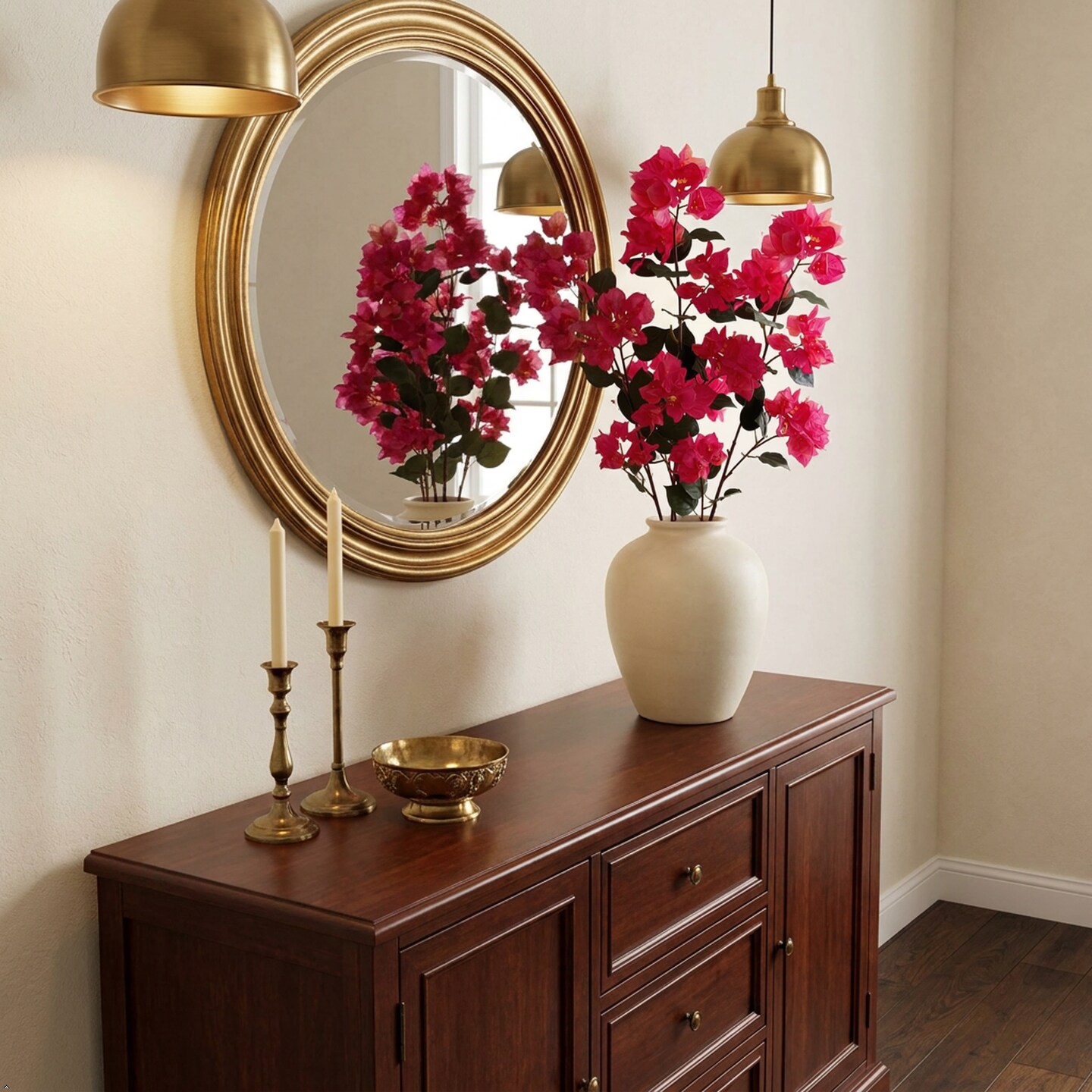 48" Artificial Orange Bougainvillea Branch Indoor/Outdoor Faux Floral by Floral Home®