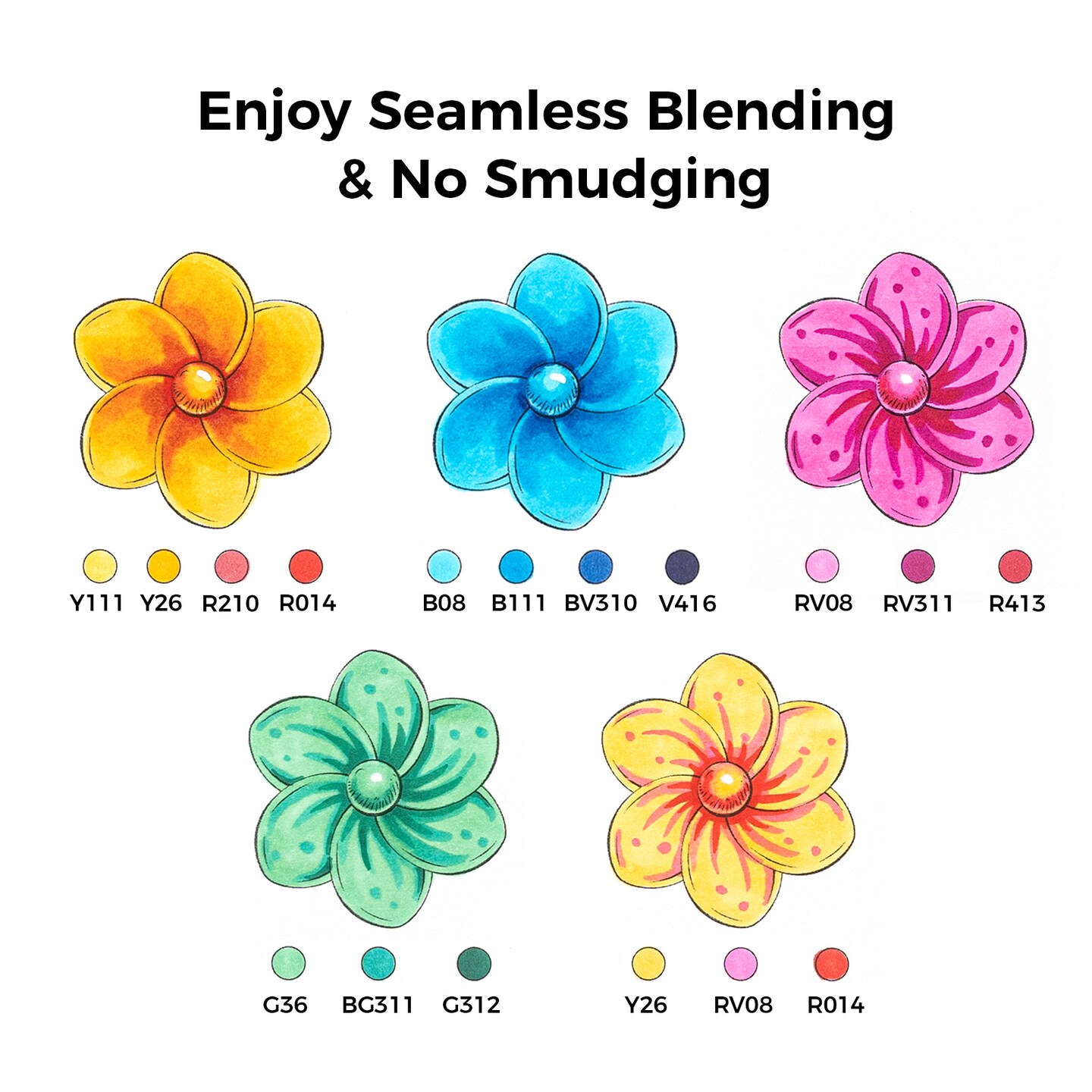 Ohuhu Honolulu B 168 Colors Brush & Fine Dual Tip Alcohol Marker Set + 8-size Tips Fineliner Pens