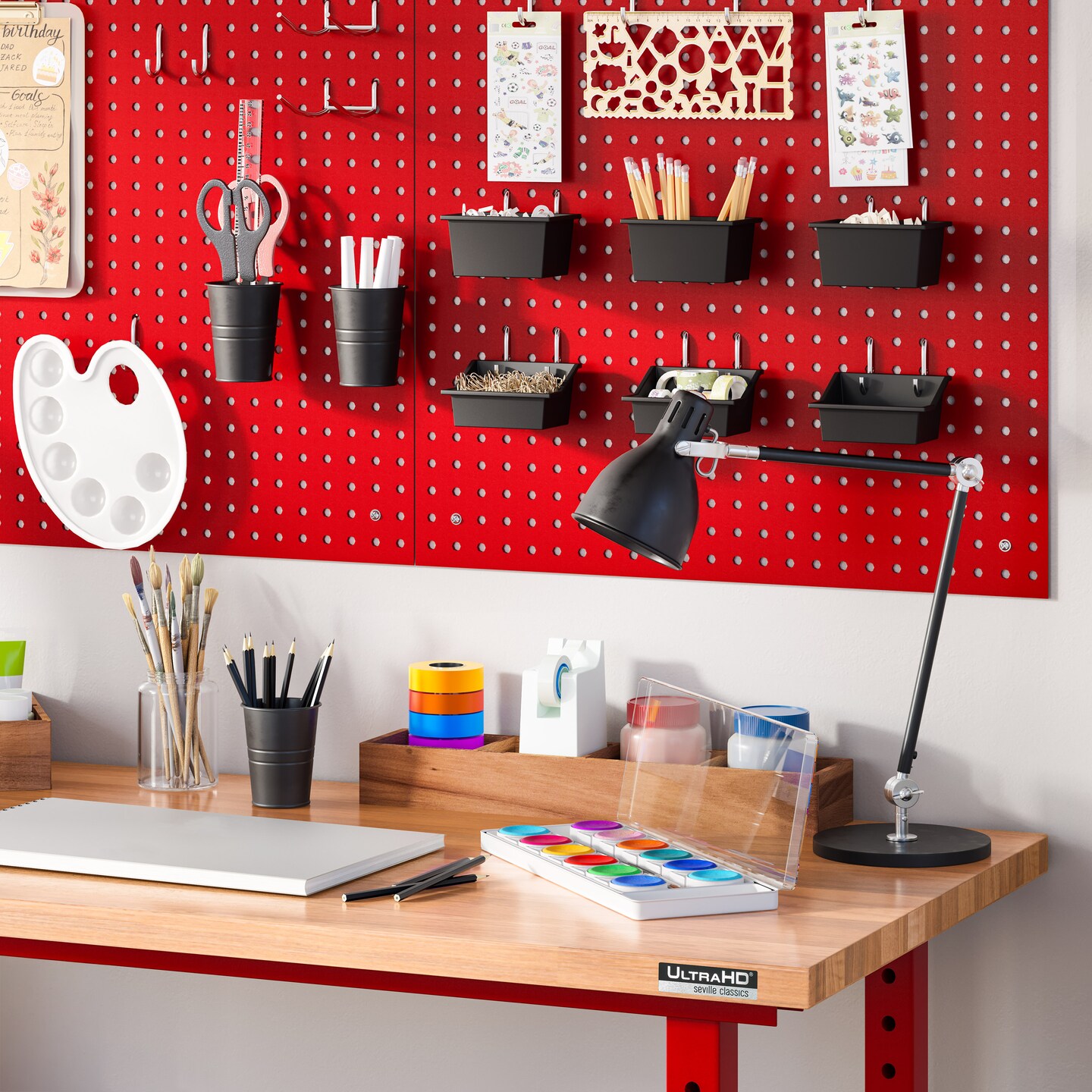Seville Classics UltraHD 2-Piece Pegboard Set w/ 23 Piece Hook Assortment