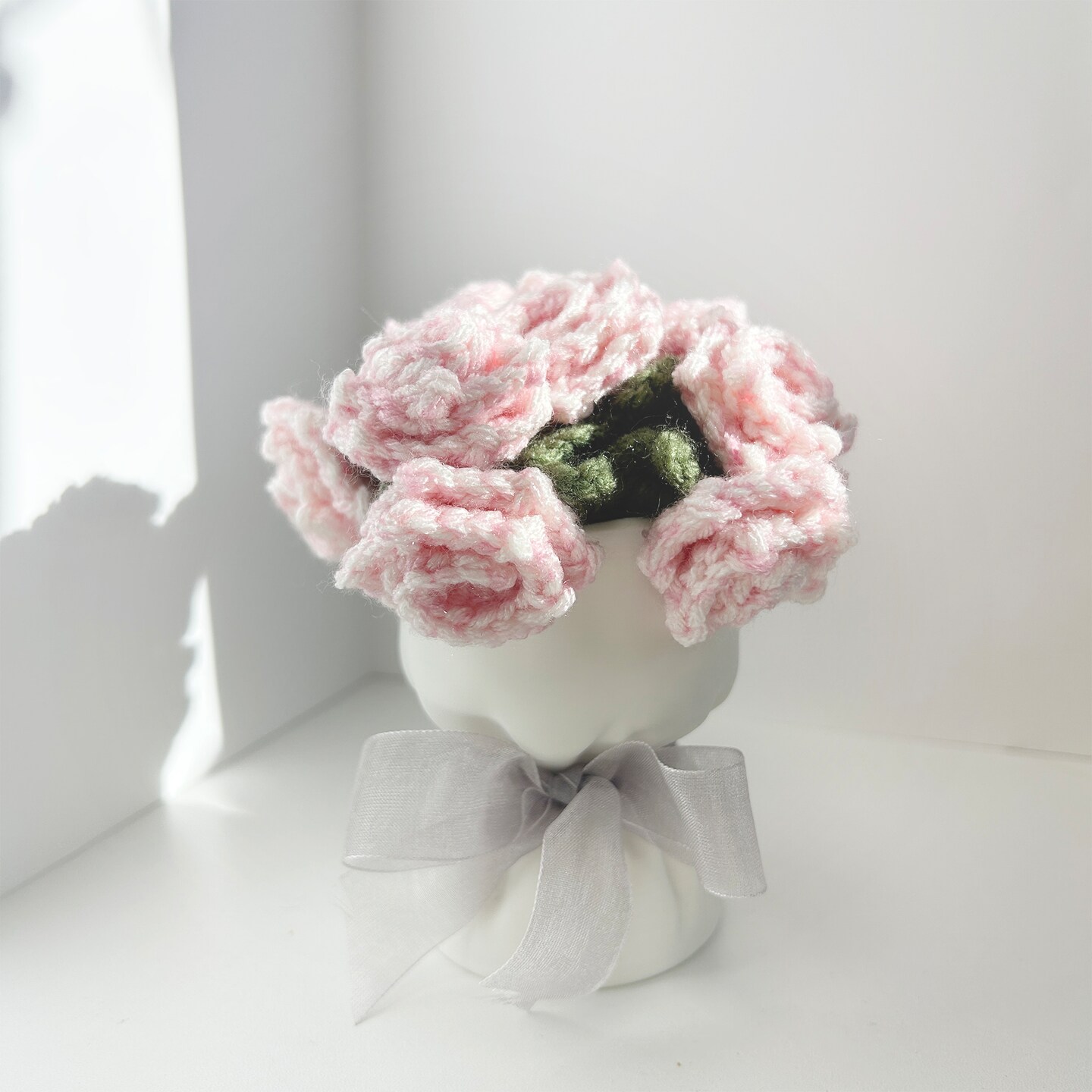 Crochet Flower Coaster Set with 3D Print Vase | Foldable Floral