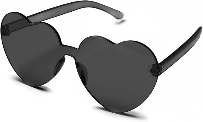 4E's Novelty Black Cowboy Hat with Feathers and Heart Sunglasses for Women - Black Cowboy Hat, Oversized Heart Glasses - Cowboy Hat for Costume Party