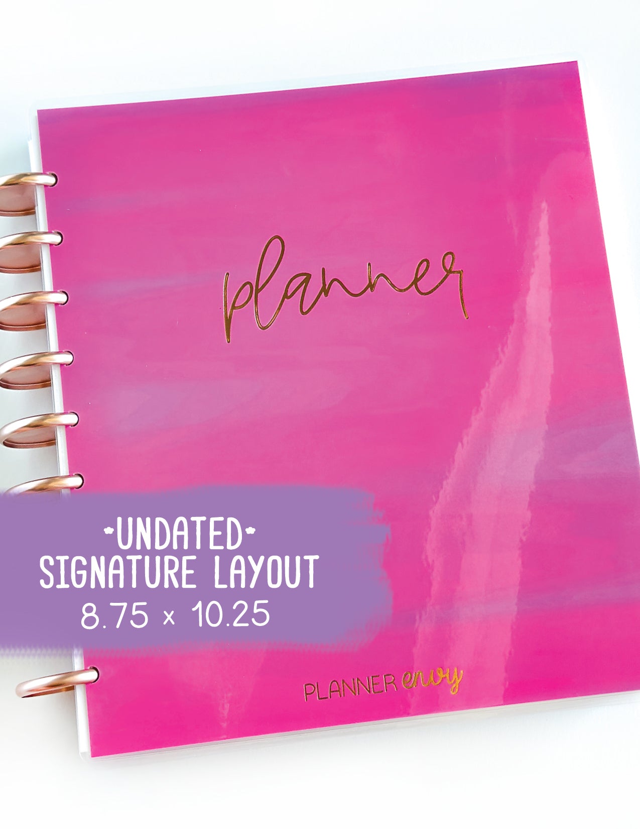 Undated Planner - Signature Layout, Disc Bound - &#x22;Fuchsia Strokes&#x22; (#604)