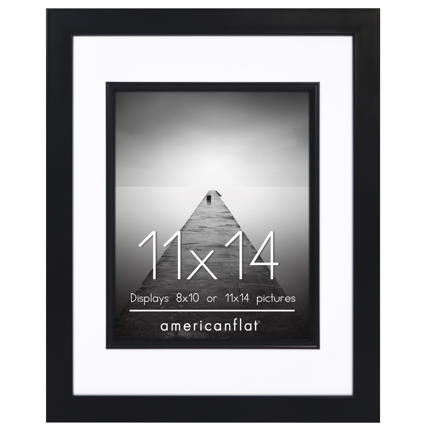 Americanflat 11x14 Picture Frame with Decorative Inner Mat Accent - Use as 8x10 with Mat or 11x14 without the Mat - Statement Frame with Shatter-Resistant Glass