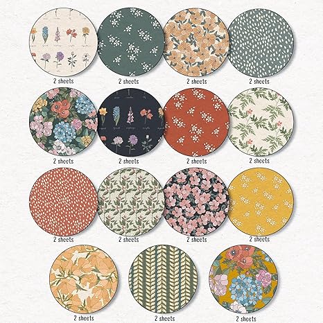 30Pcs Flower Garden Pattern Paper Vintage Botanic Scrapbook Specialty Paper Double Sided Floral Decorative Craft Paper For DIY Card Making Photo Album Journal Decor, 11.8 x 11.8 Inch