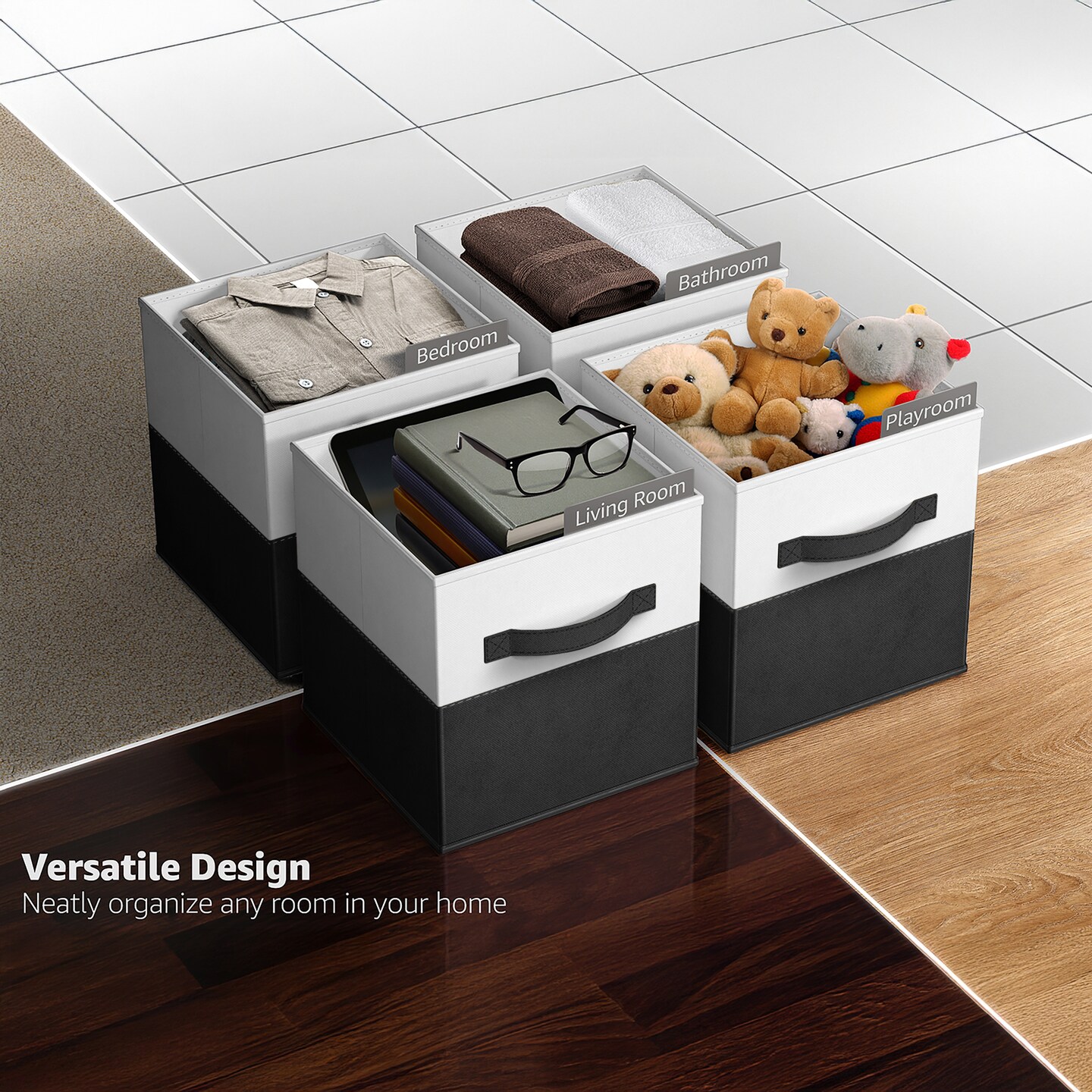 Sorbus Foldable Storage Bins – 6-Pack Fabric Storage Cubes, 11-Inch Cube Organizer Bins for Closet, Shelves, and Cubby Storage – Collapsible Cloth Storage Baskets for Home Organization