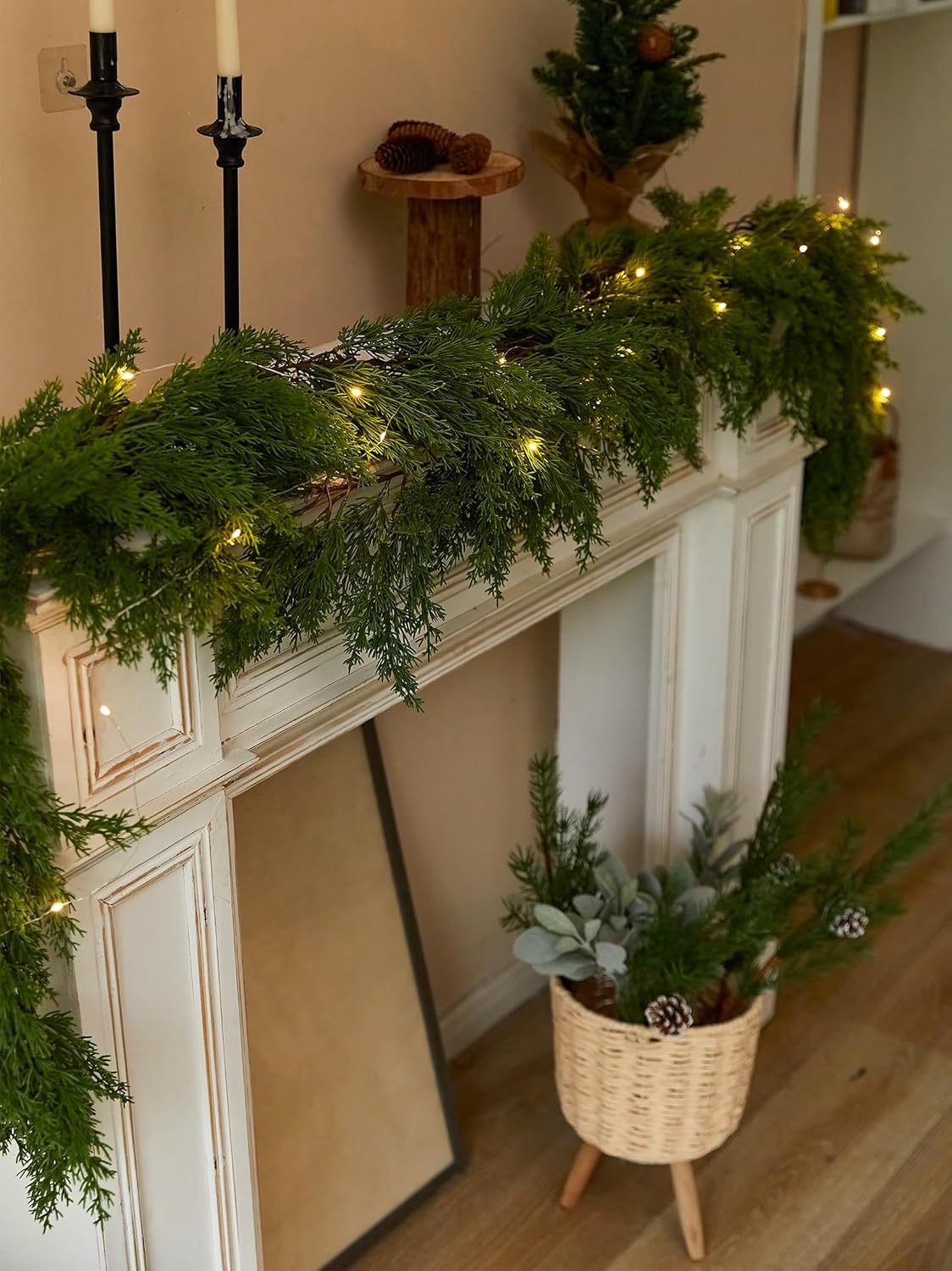 6FT - Seasonal Artificial Christmas Garland with LED String Lights Pine Needle