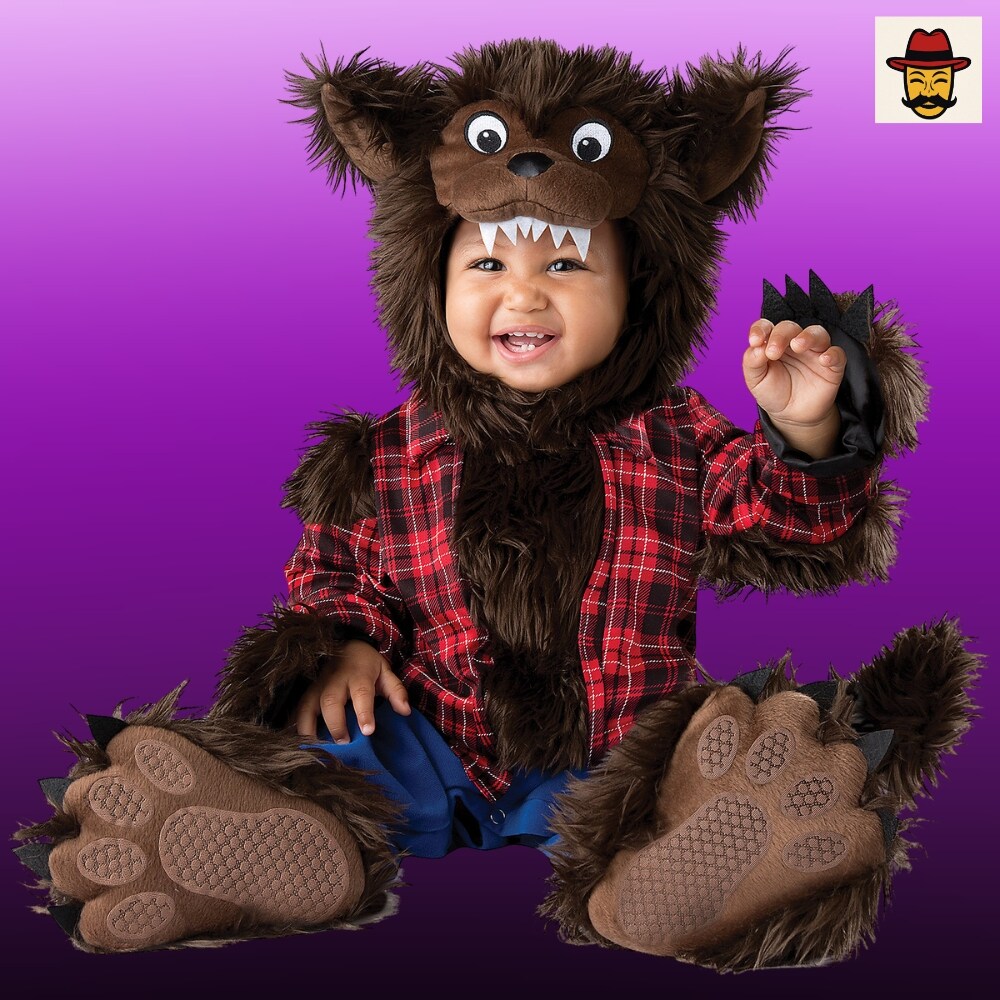 Baby's Wee Werewolf Costume with Tail Booties and Hood Halloween