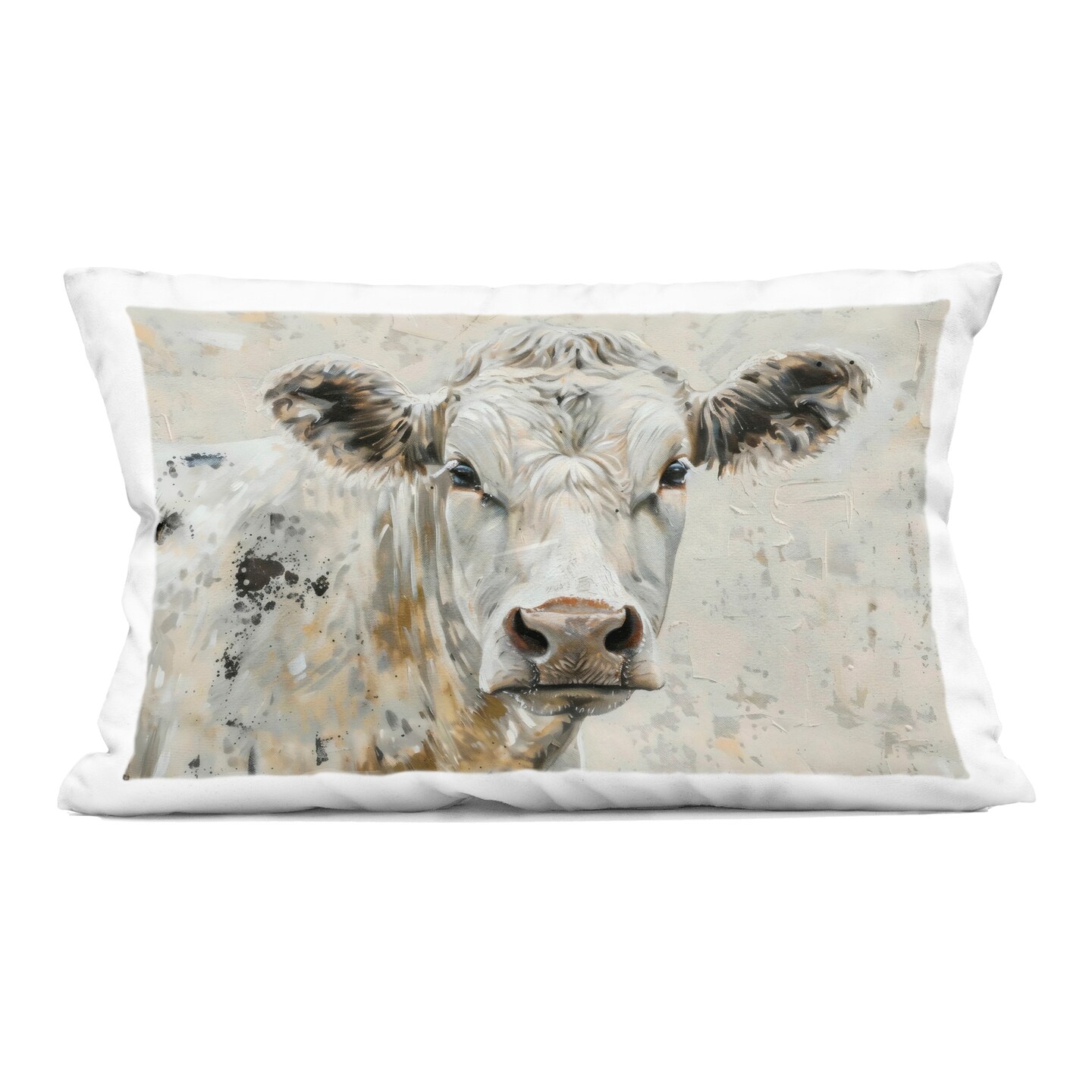 Stupell Industries Neutral Cow Portrait Indoor Pillow, 14 x 7 x 20