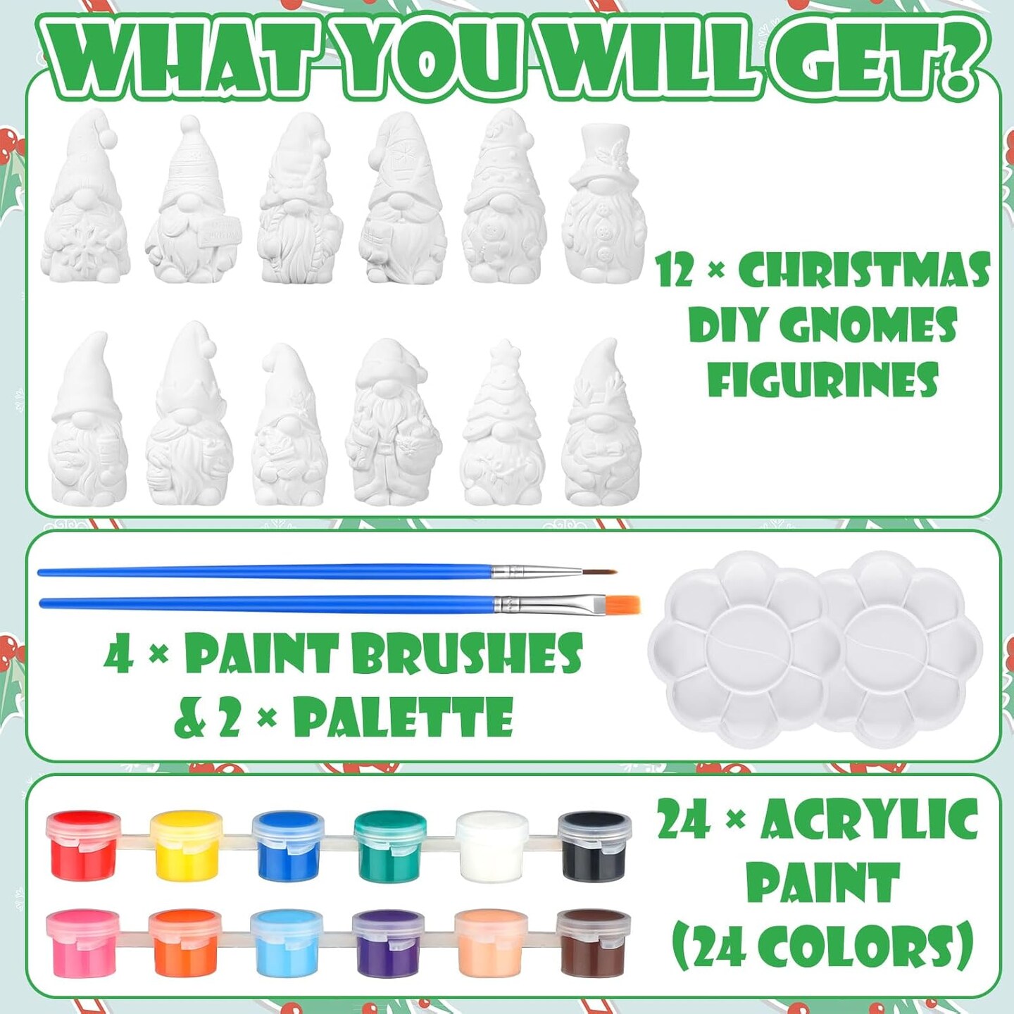 12 Sets Ceramic to Paint Winter Christmas Ready to Paint Your Own Ceramic DIY Paintable Figurine