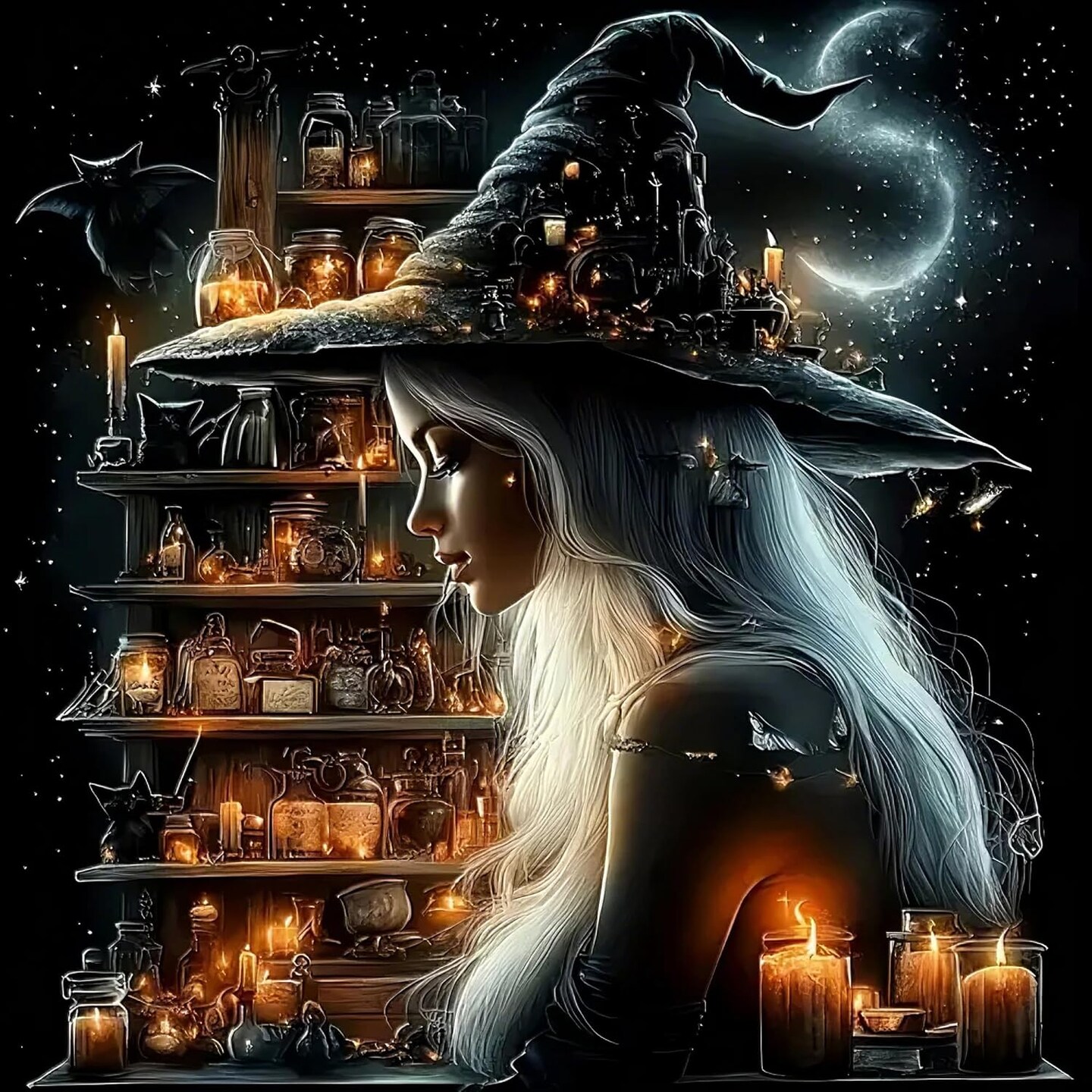 Halloween Witch Diamond Painting Kit for Adults