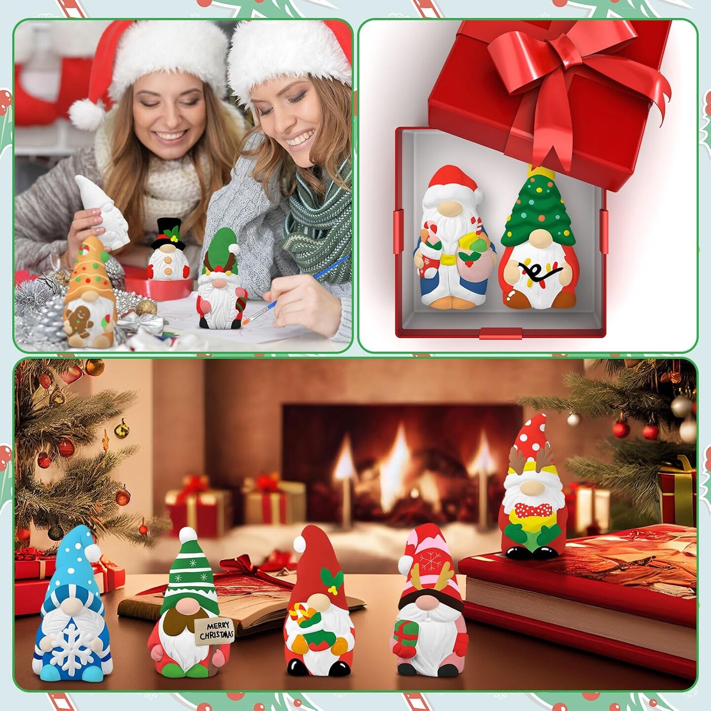 12 Sets Ceramic to Paint Winter Christmas Ready to Paint Your Own Ceramic DIY Paintable Figurine