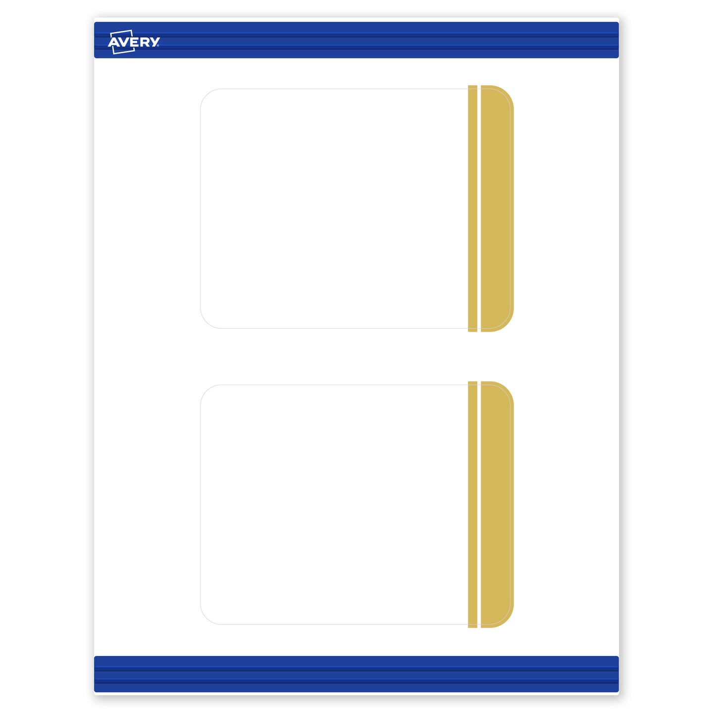 Avery Printable Rounded Corner Postcards, 4.25" x 5.5", Matte White, Pre-printed Double Dipped Gold Edge Design, Sure Feed Technology, Laser & Inkjet Compatible, 40 Total