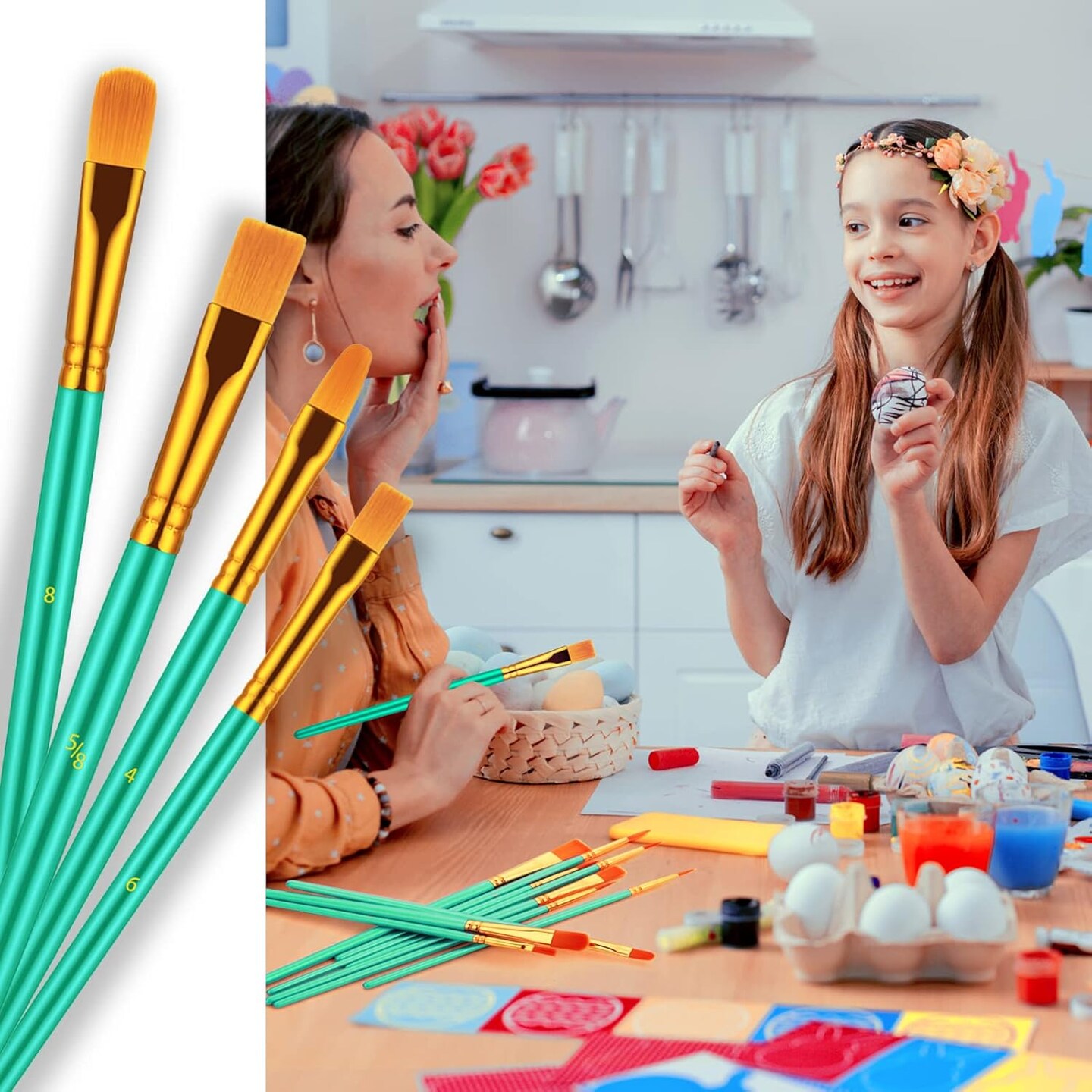 Paint Brush Set, 10 Pcs Paint Brushes for Acrylic Painting, Round Pointed Tip Detail Small Paint Brush