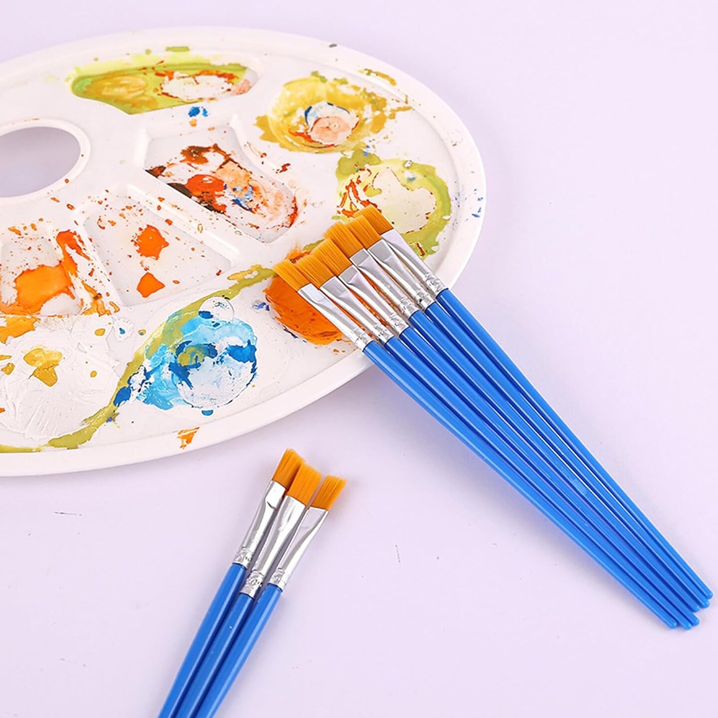 Small Paint Brushes Bulk, 60 Pcs Flat Tip Round Acrylic Paint Brushes, Nylon Hair Craft Paint Brushes for Kids, Paint Brushes