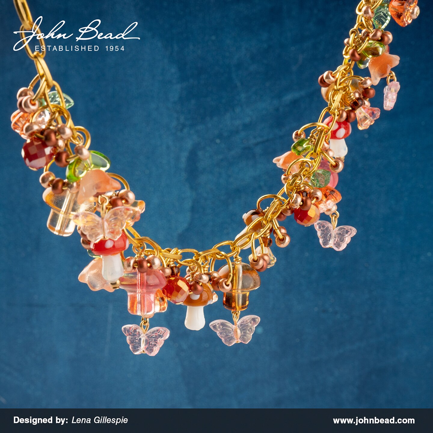 Crystal Lane DIY Glass Garden 13x14mm Mushroom Bead Strand, 11pcs