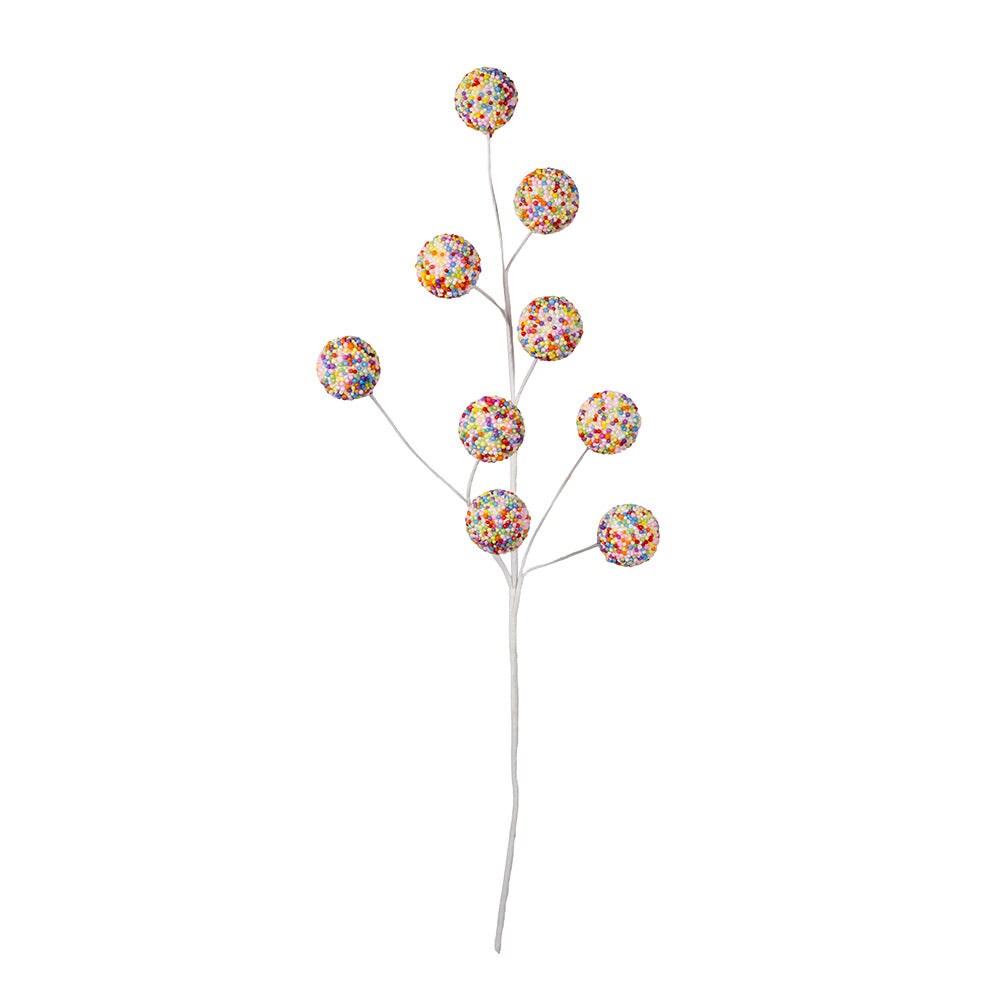 25.5" Sprinkle Glittered Ball Spray – Colorful Christmas Floral Accent