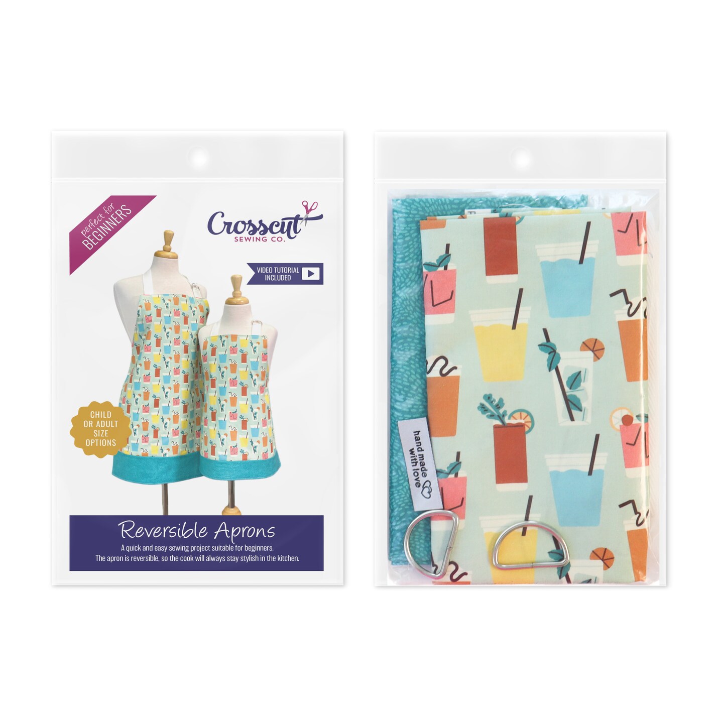 Crosscut Sewing Co.&#xAE; Apron Sewing Project Kit - Beginner Sewing Kit - Sewing Kit for Kids