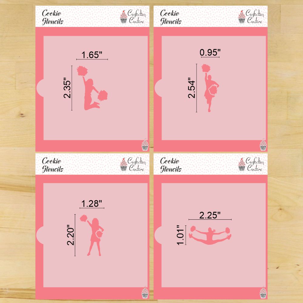 Cheerleading Cookie Stencils | Cheerleader Silhouette Stencil | Confection Couture |