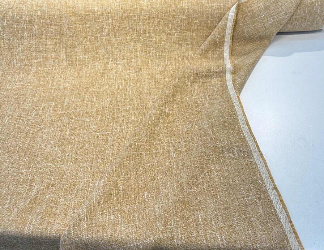 1 Yard Belgian Linen Melange Marigold Drapery Upholstery Fabric 54 Inches Wide