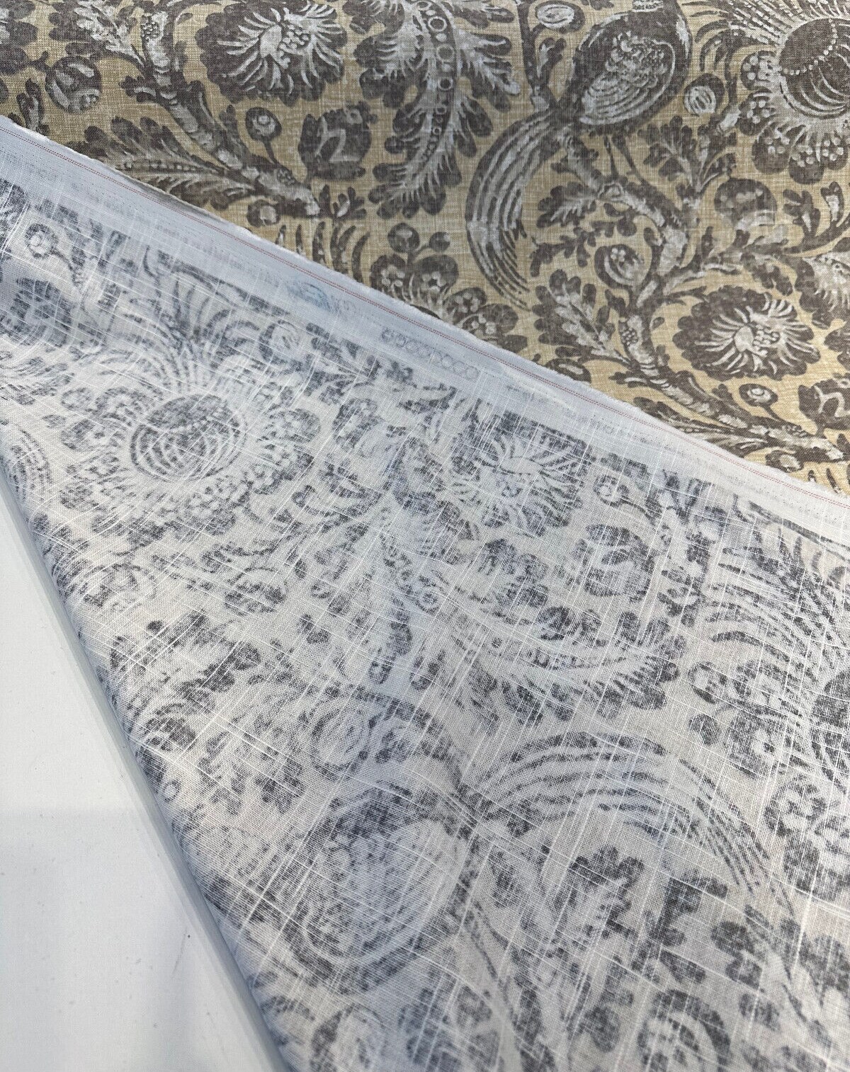 1 Yard Waverly Desert Bird Linen Rayon Blend Fabric, Upholstery Drapery Print 54&#x22; Wide