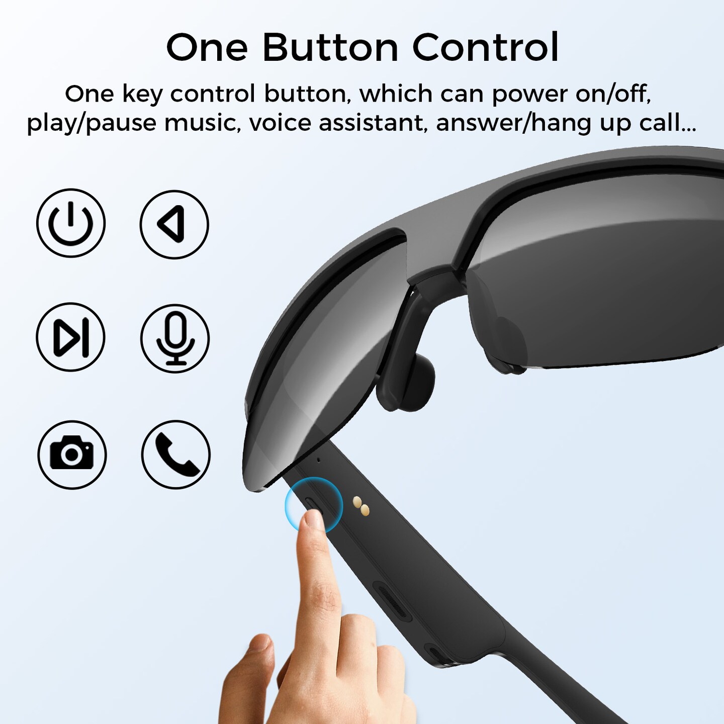 Polarized Bluetooth Smart Glasses w/ Built-in Mic, Open-Ear Audio, IP65 Waterproof &#x26; 5-Hour Battery, Great with iPhone, Samsung, Smart Phones