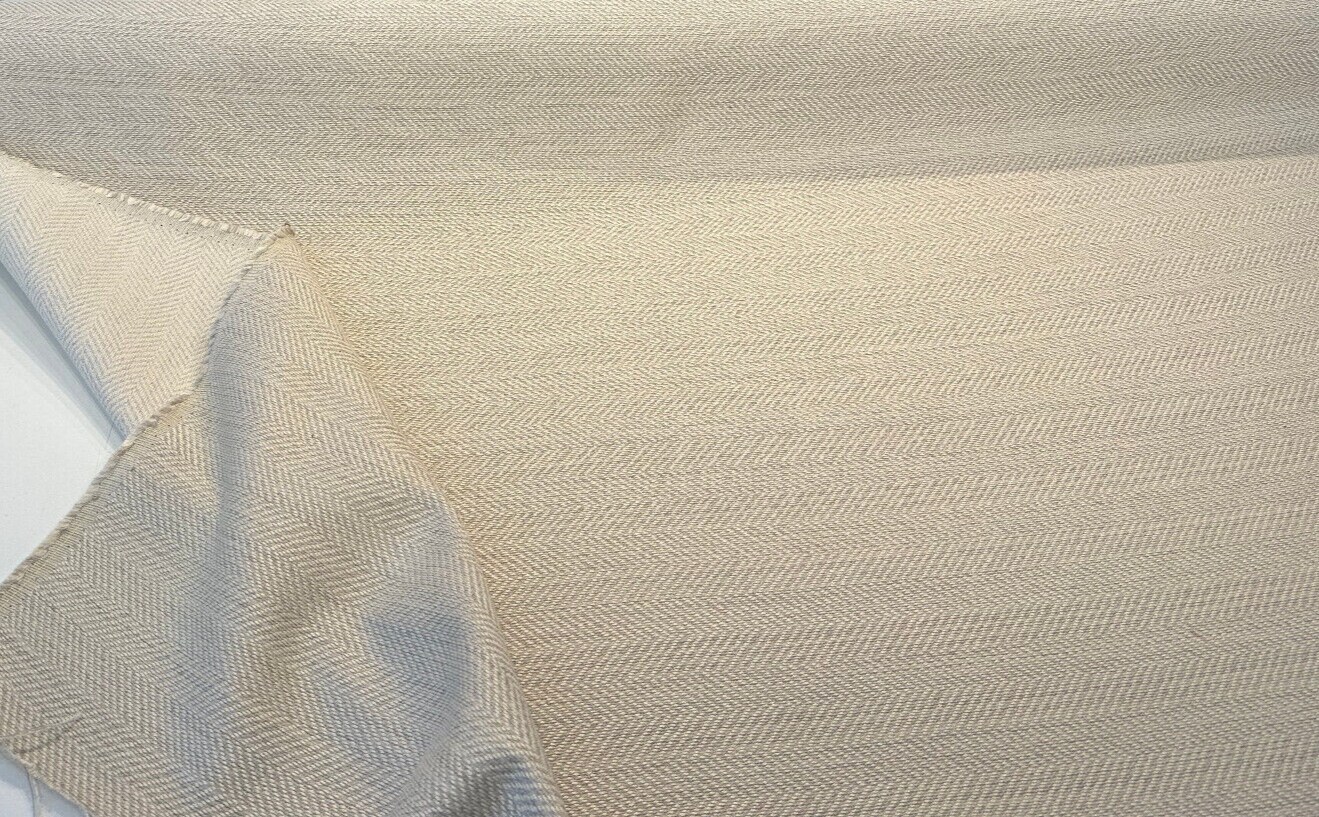 1 Yard Dove Beige Herringbone Outdoor Upholstery Fabric Fade Resistant 56 Inches Wide
