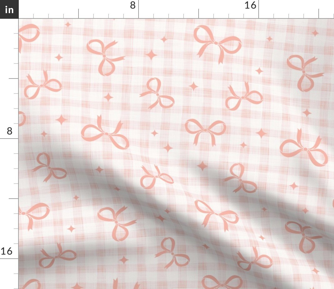 Gingham Pastel Y2K Farmhouse Coquette Bows Stars Checkered Custom Printed Fabric by Spoonflower Various Fabrics by the Yard or Fat Quarter