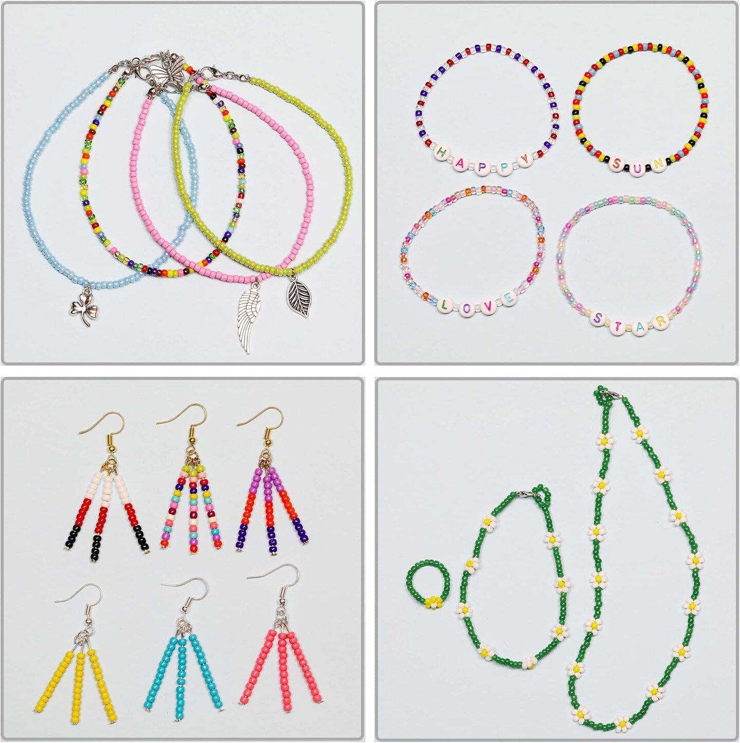 8/0 Glass Seed Beads About 7200pcs in Box Size 3mm Seed Beads for Bracelet Making (300pcs/Color, 24 Colors)