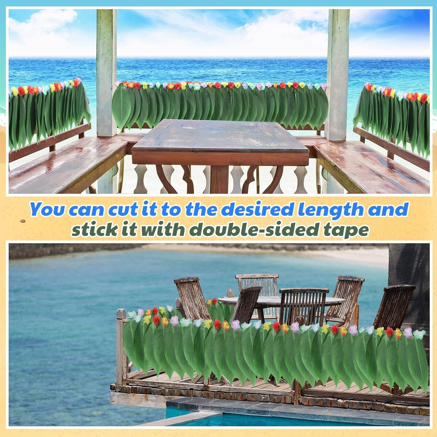 Hawaiian Leaf Table Skirt Luau Ti Leaf Hula Skirt 9 Feet Green Grass