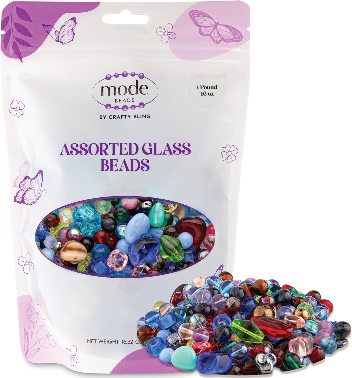 One Pound Assorted Glass Beads for Jewelry Making, DIY Lamp Work, Arts and Crafts, and Decorative Hobby Artistry, Colorful Crystal Assortment Bulk Mix, 4-18mm (Mixed Colors) (1)