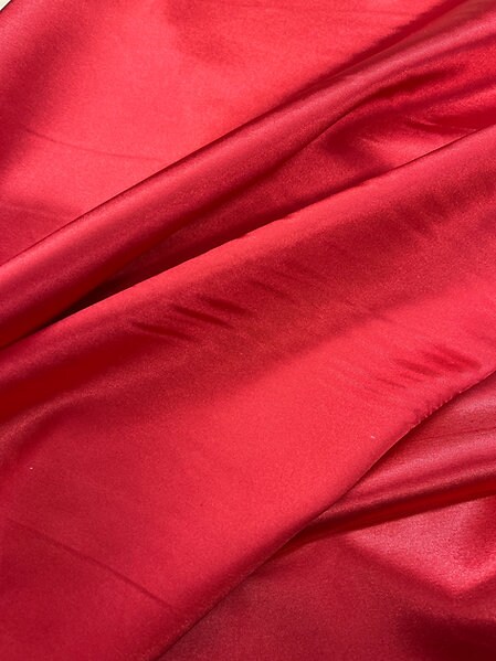1 Yard Red Stretch Charmeuse Fabric Shiny Lightweight Two Way Stretch Polyester Spandex 58 Inch