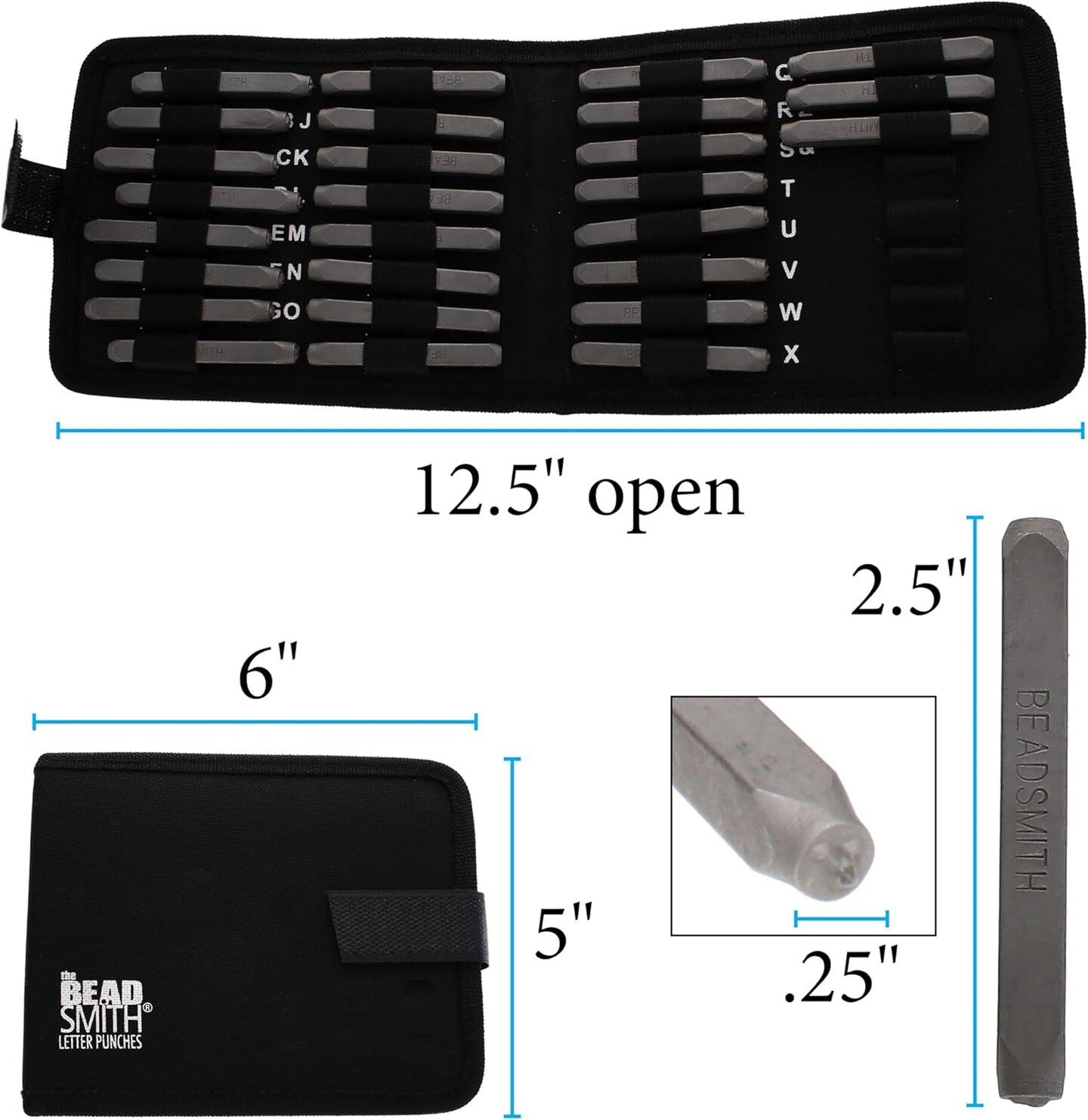 The Beadsmith Steel Alphabet Stamps - Metal Elements - Uppercase Gothic Font - A-Z Letters Plus “&” Symbol - Storage Case Included - Used for Stamping & Personalizing Soft Metals