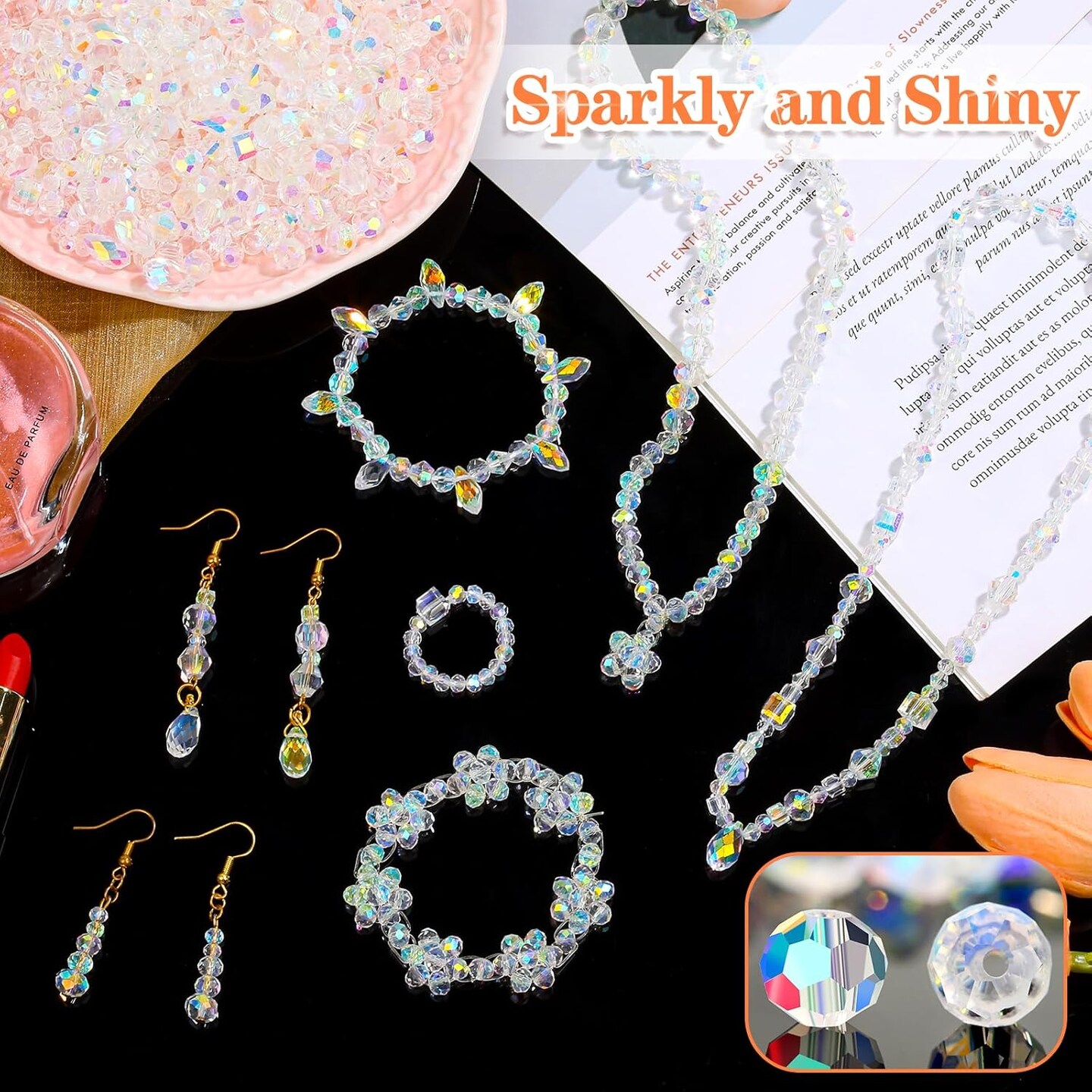 1401 Pieces Crystal Glass Beads for Jewelry Making Glass Beads(1401 Pieces)