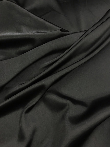 1 Yard Black Stretch Charmeuse Fabric Shiny Lightweight Two Way Stretch Polyester Spandex 58 Inch