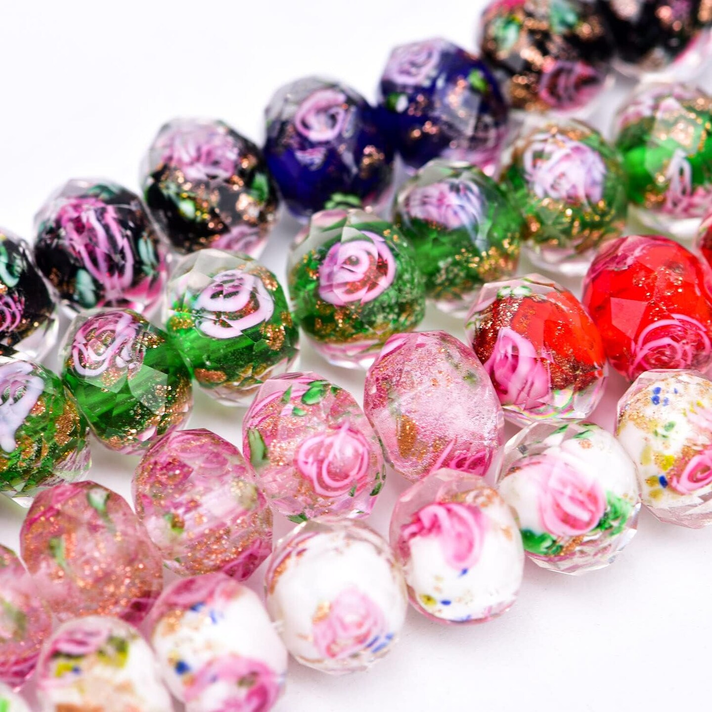 80pcs Flower Glass Beads for Jewelry/Bracelets/Crafts/Necklace Making