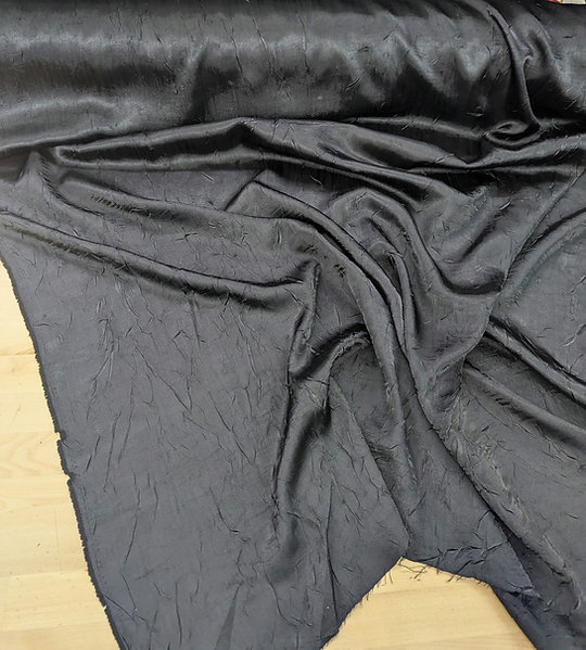 1 Yard Black Crushed Charmeuse Fabric Lightweight Shiny Polyester 54 Inch Wide
