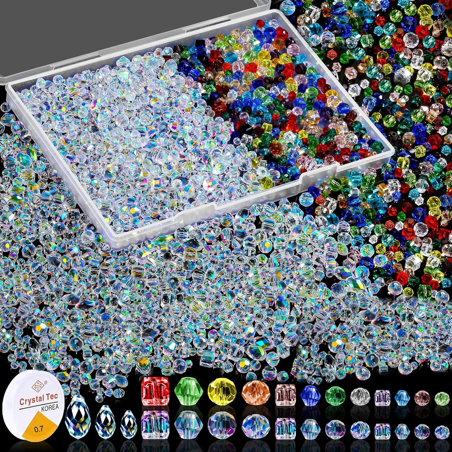1401 Pieces Crystal Glass Beads for Jewelry Making Glass Beads(1401 Pieces)