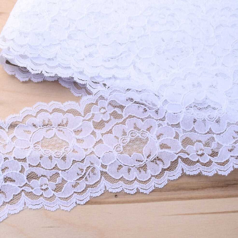 1 Yard White Alencon Polyester Bridal Lace Trim Elegant Classic Design For Veils And Gowns 3.5"