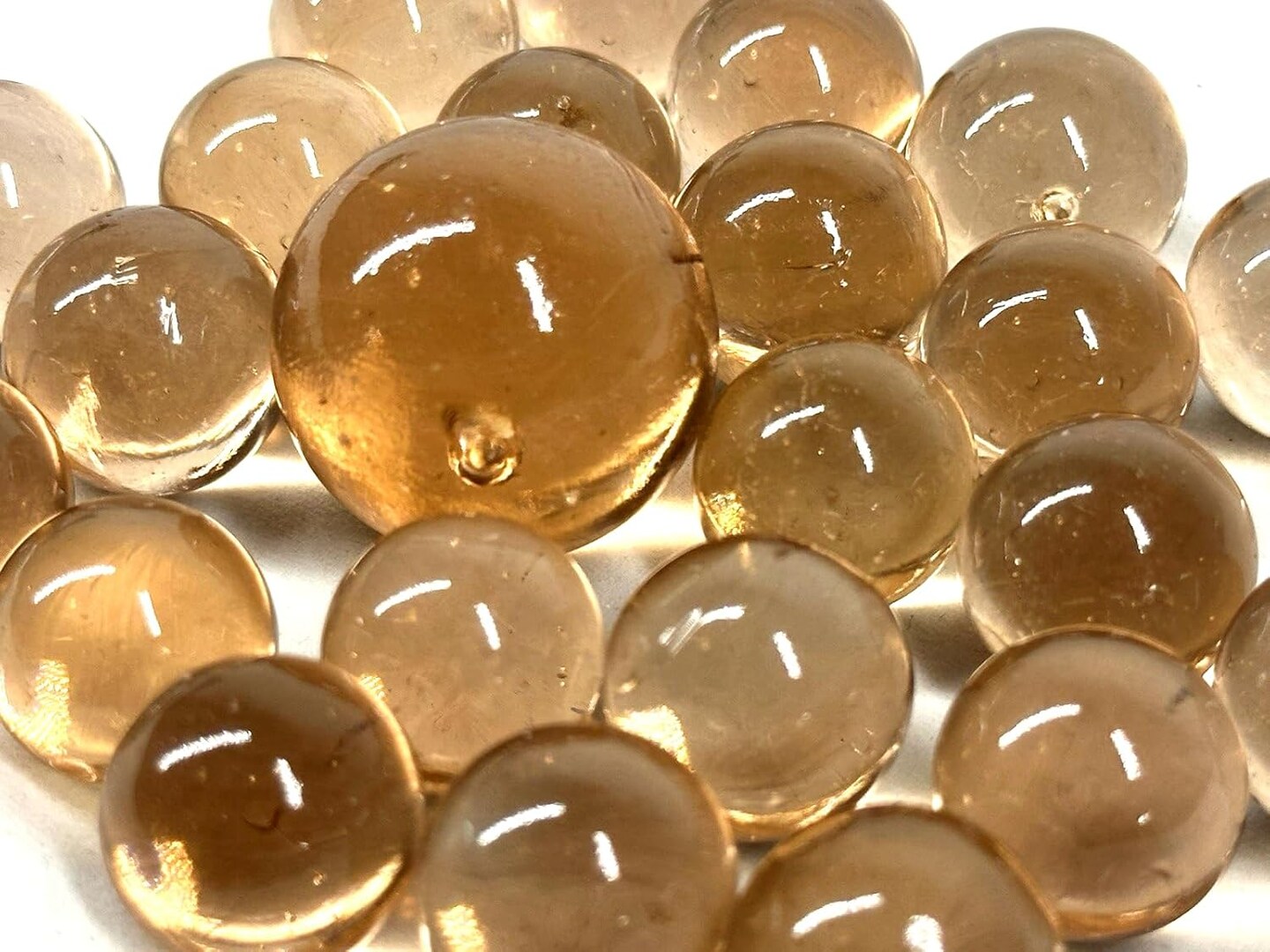 25 Glass Marbles AXOLOTL Clear Pink/Peach Game Pack Shooter Swirl