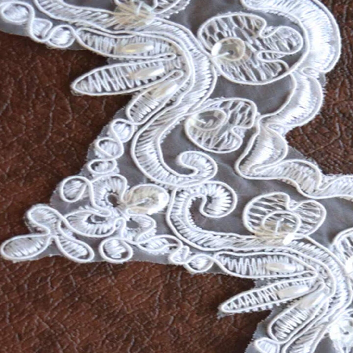 1 Yard 2.5 Inch Optic Ivory Sequin Beaded Bridal Lace Trim Organza Pearls for Veils and Edging